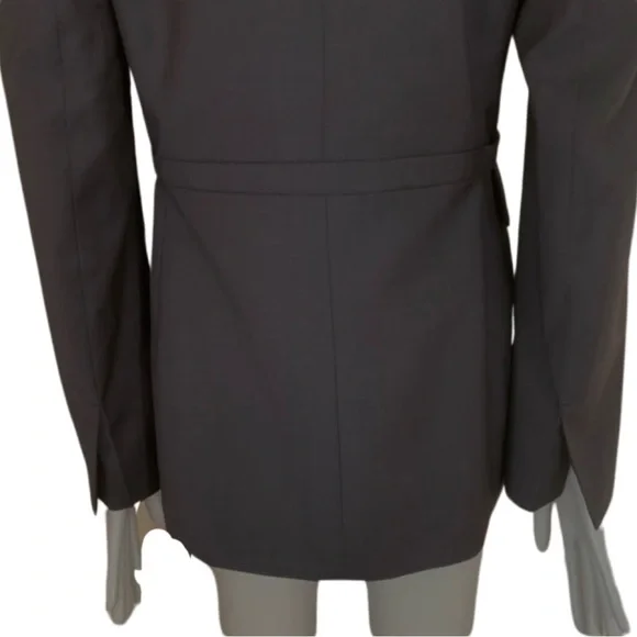 MARLOWE Made in Italy Wool Tailored Belted Blazer Blue Career Professional 42/8 - Picture 11 of 16